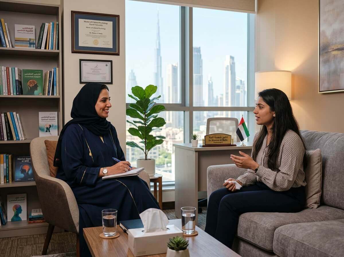 A psychologist and her client during a therapy session