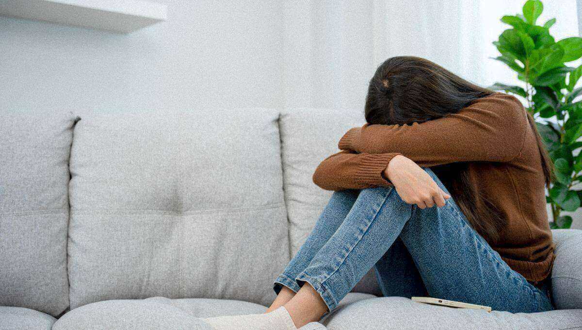 a woman crying
