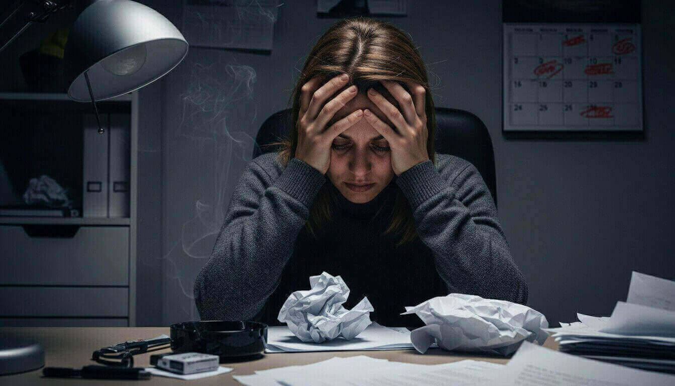a woman feeling stressed out