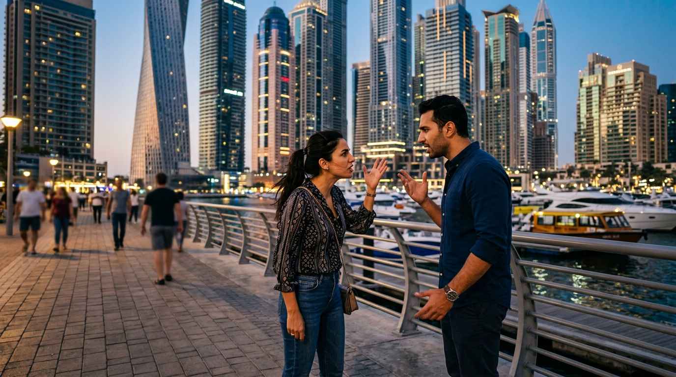 a couple in Dubai arguing